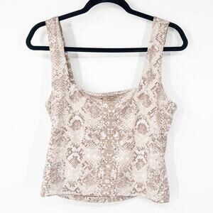 Leith Snakeskin Square Neck Sleeveless Cropped Top